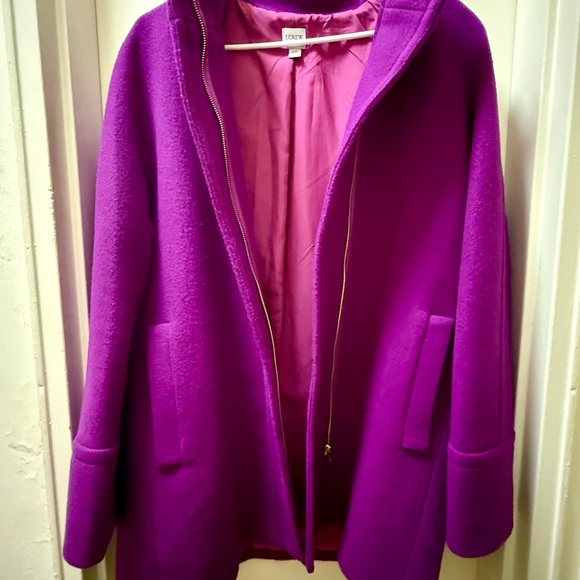 J. CREW Jacket Women’s City Coat Bright Plum Magenta Wool Blend (never worn). - Picture 3 of 6